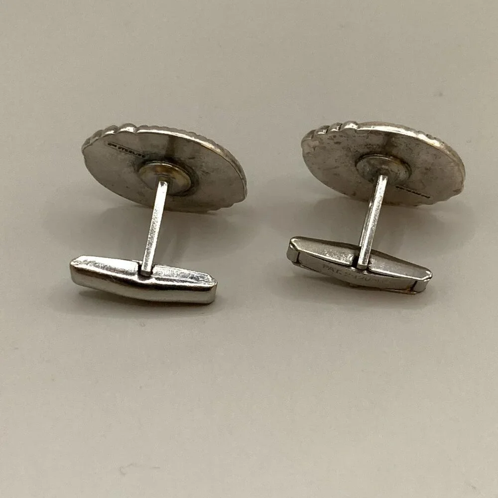 Navajo Style Sleeping Beauty? Turquoise Sterling Silver Cufflinks Vtg J588